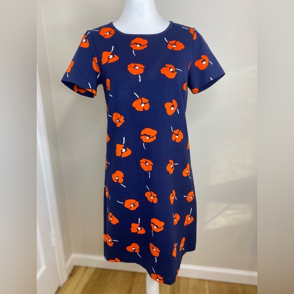 Draper James Poppy Ponte Shift Dress Navy Red Floral Size XS - Picture 3 of 13